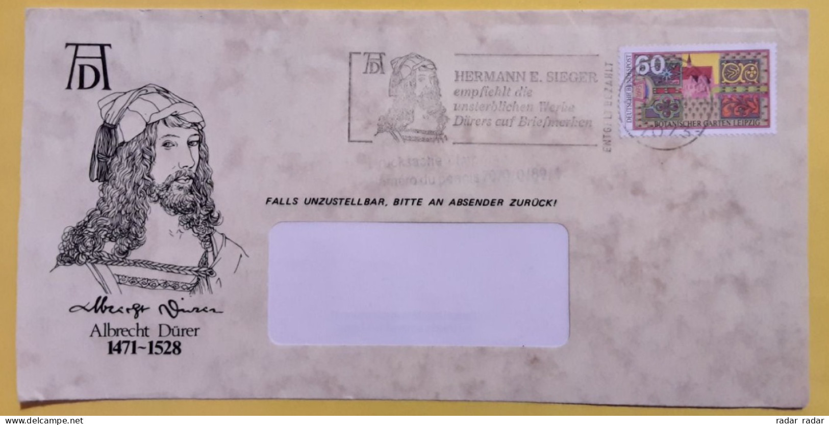 Germany Albrecht Durer Machine Postmark On A Sieger Envelope - Gravures