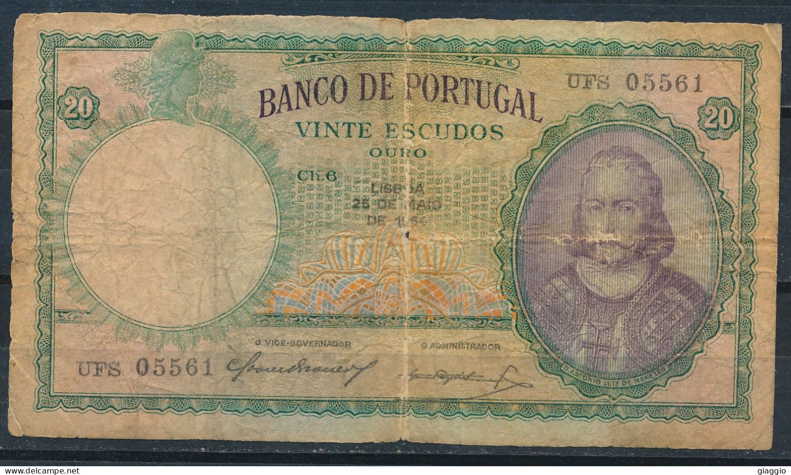 °°° PORTUGAL 20 ESCUDOS 1954 °°° - Portugal