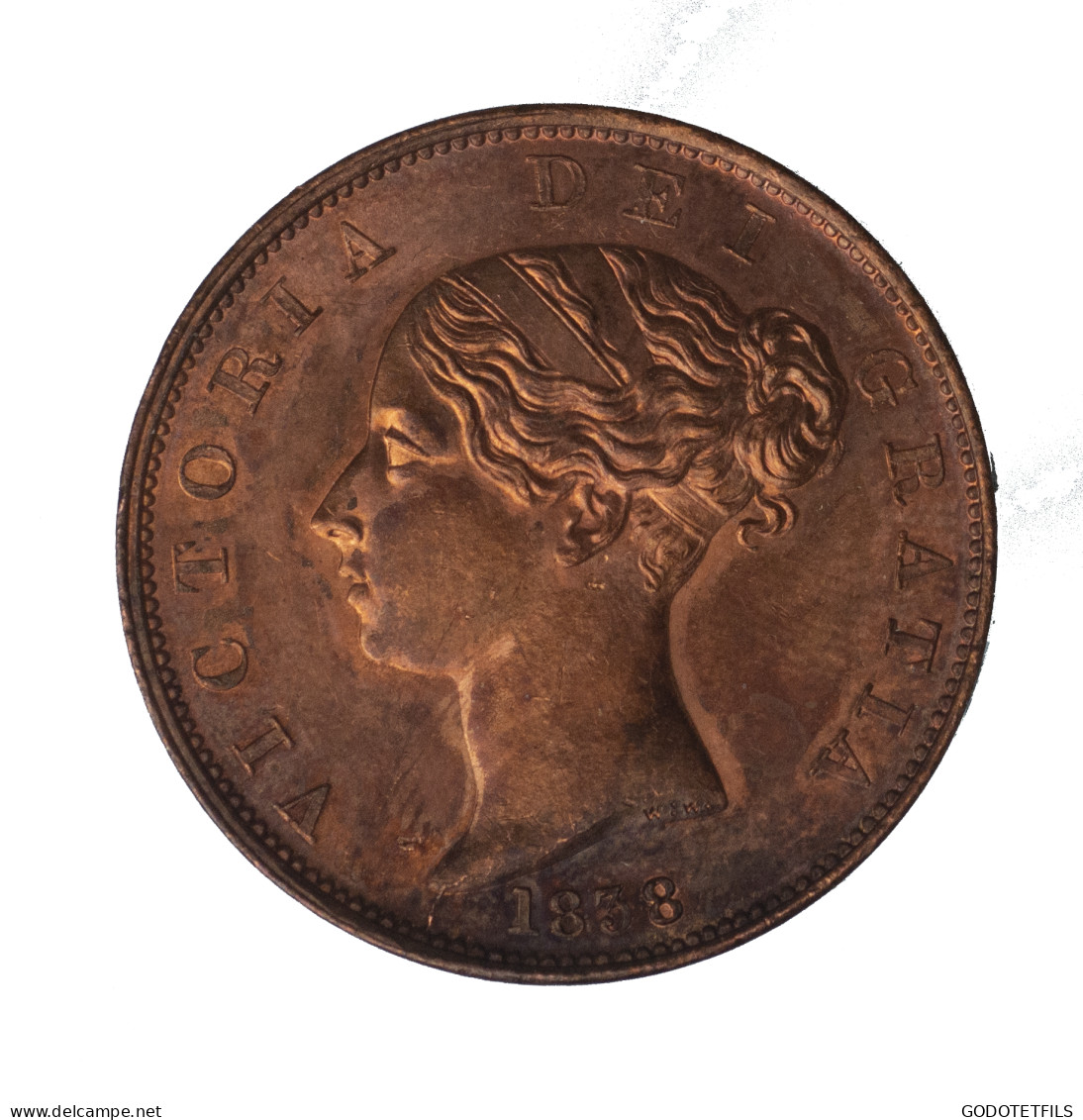 Royaume Uni 1/2 Penny Victoria 1838 Londres - Andere & Zonder Classificatie