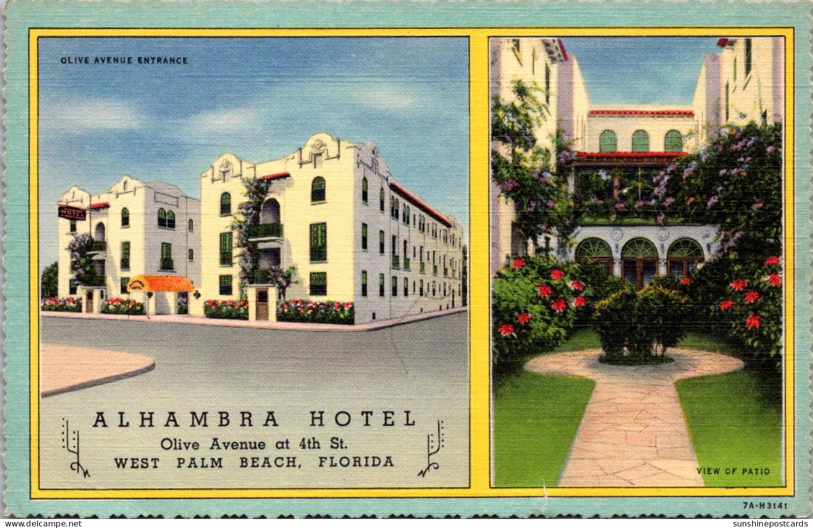 Florida West Palm Beach The Alhambra Hotel Curteich - West Palm Beach