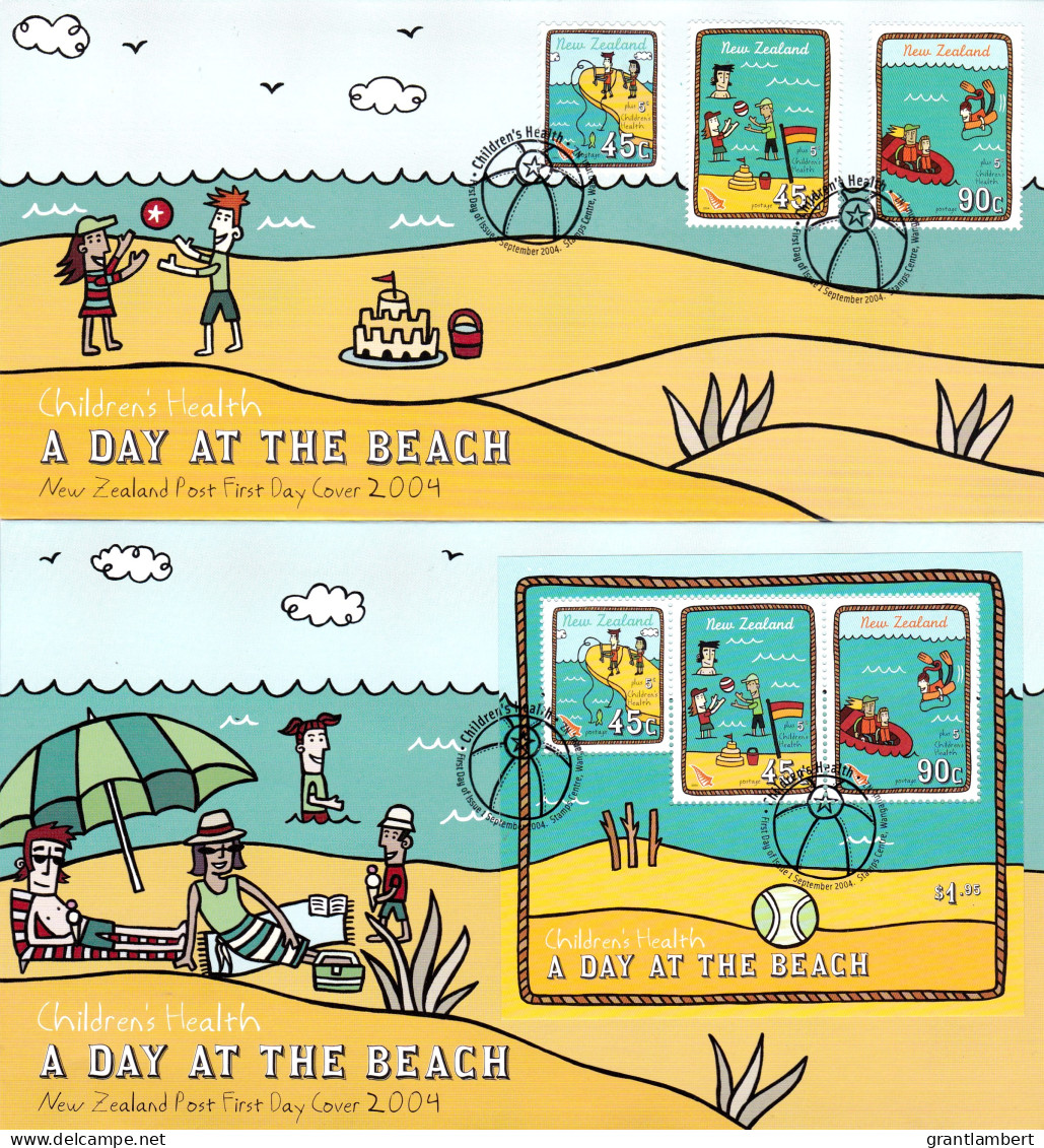 New Zealand 2004 Health - A Day At The Beach FDCs - FDC
