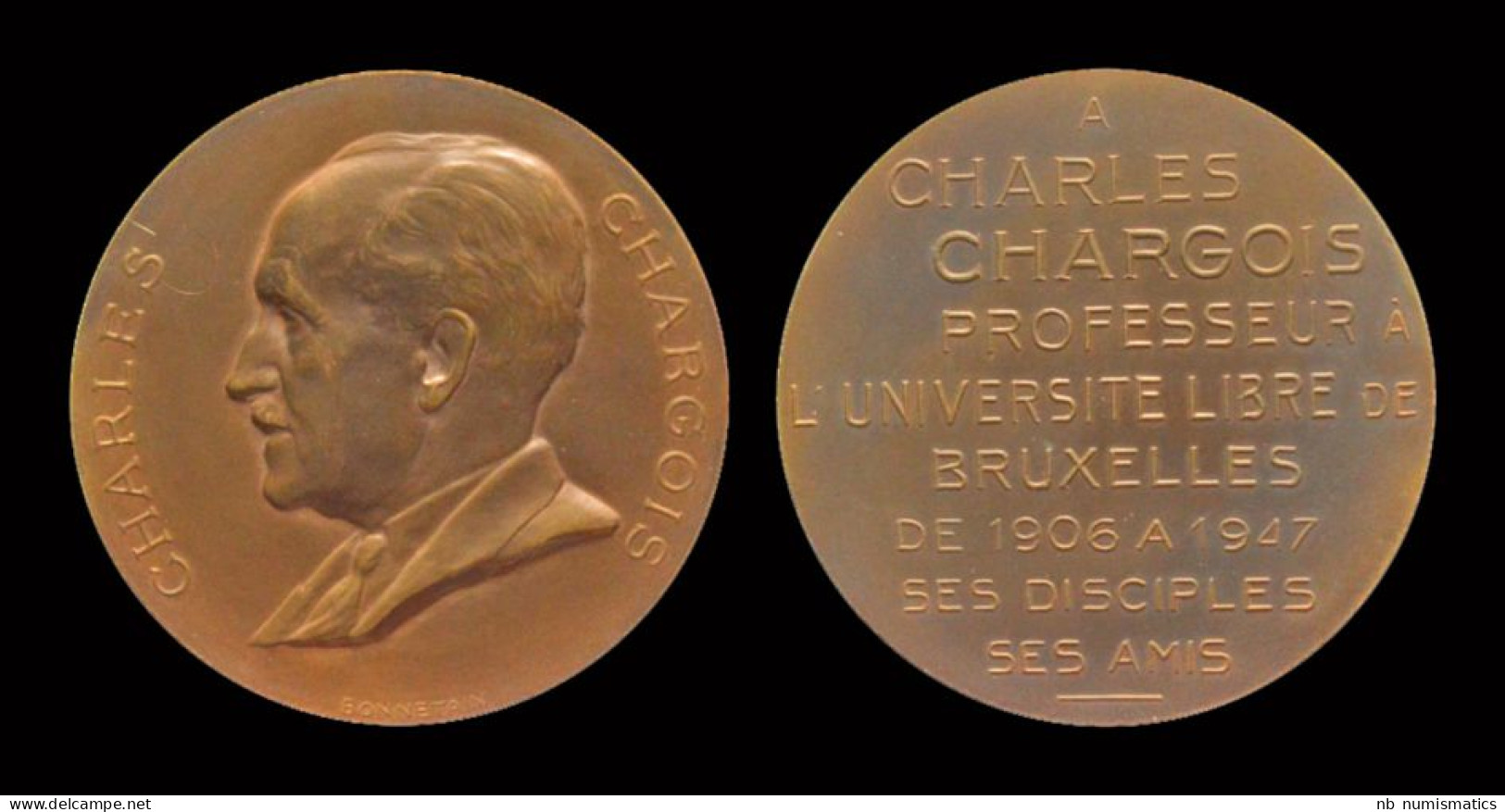 Belgium Bonnetain Armand, Medaille Charles Chargois - Monarquía / Nobleza