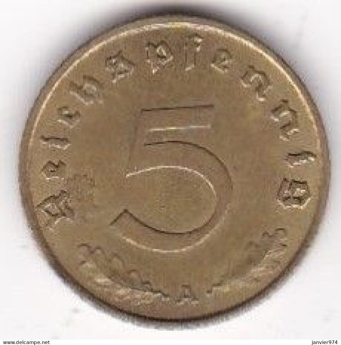 5 Reichspfennig 1939 A BERLIN. Bronze-aluminium. KM# 91 - 5 Reichspfennig