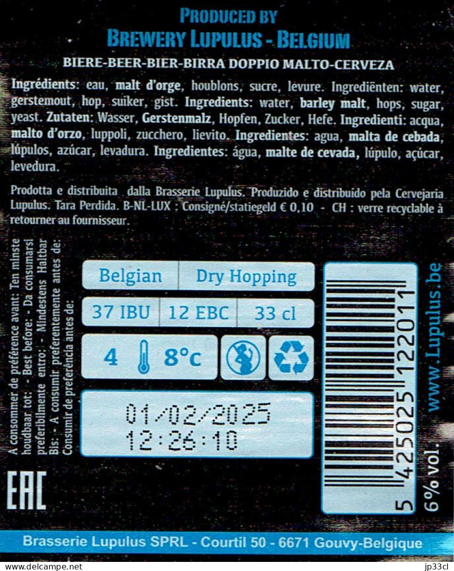 Cyclisme 2 étiquettes De La Bière LUPULUS HOPERA, 330 Ml, Alc. 6% Vol., Courtil, (Bière Du Coffret "La Course") - Bière