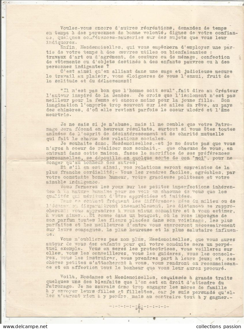 1906, Allocution Prononcée Par Monsieur Girard, Maire De VIEUX-CHATEAU, 21, Inauguration Du Patronage... Frais Fr 1.75 E - Advertising