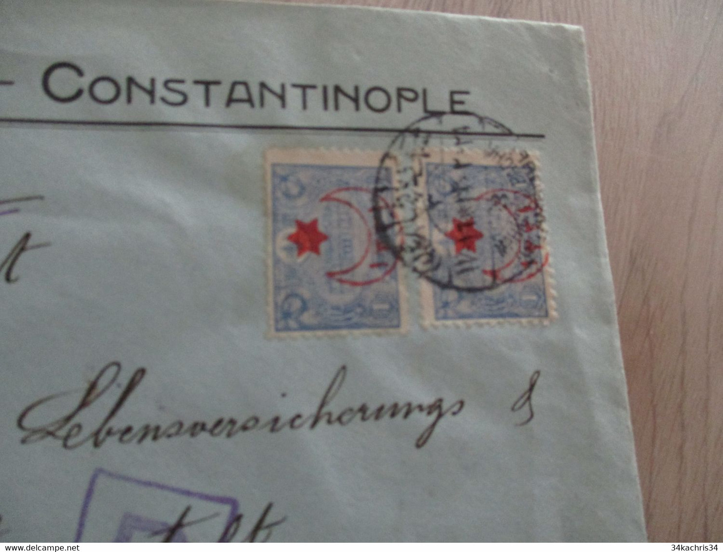 Lettre Turquie Turkey E.Hänni Constantinople En Recommandé Pour Zurich 2 Old Stamps Surchrgés 1916 - Storia Postale