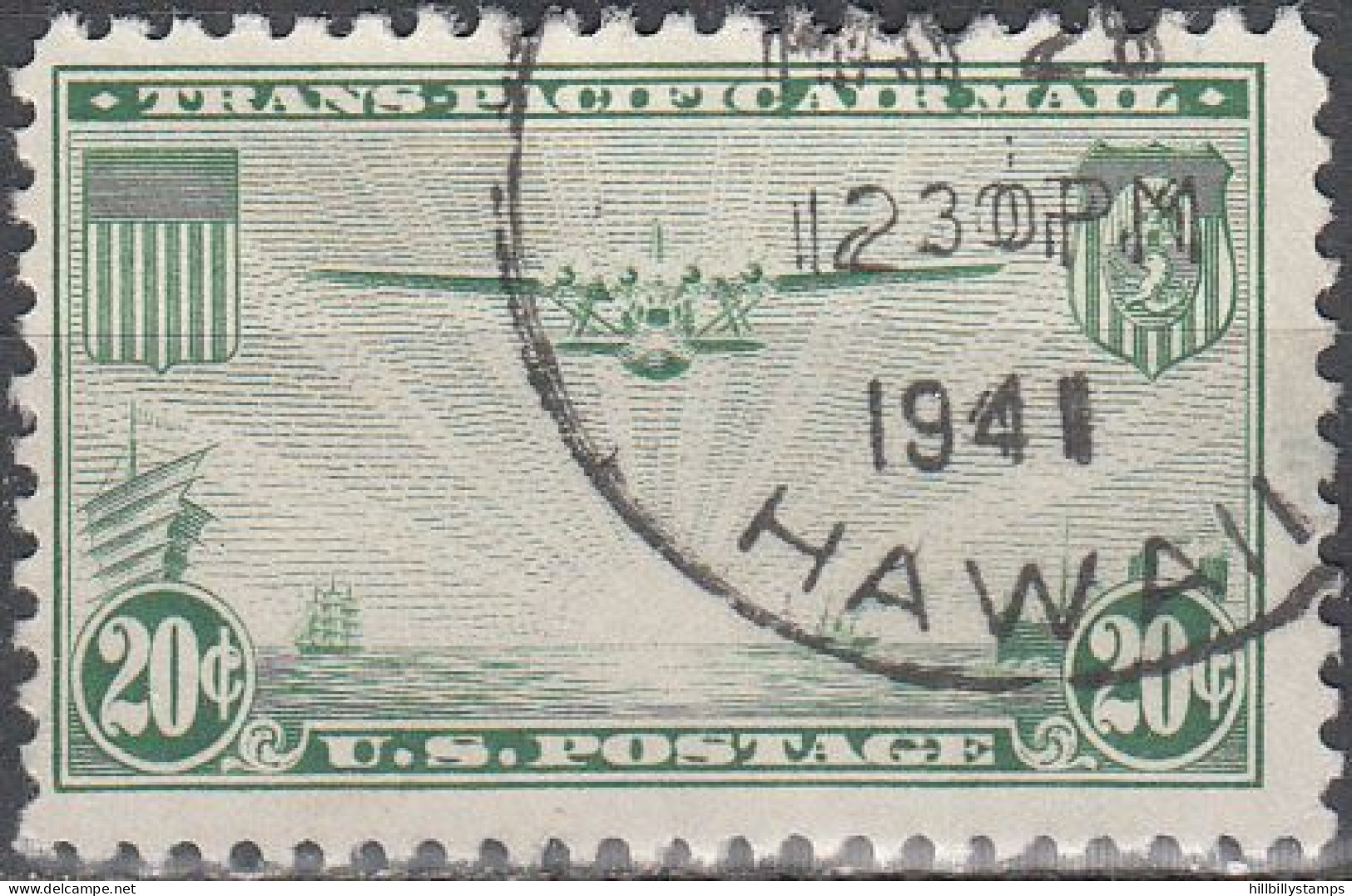 UNITED STATES  SCOTT NO C21  USED  YEAR  1937 - 1a. 1918-1940 Used