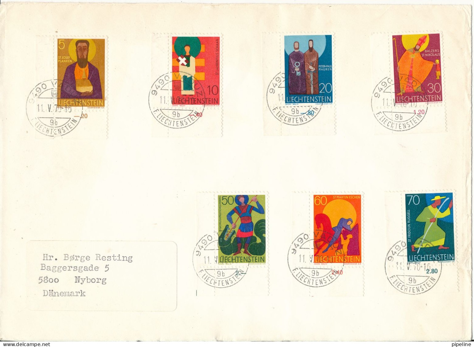 Liechtenstein Cover Sent To Denmark 11-5-1970 - Covers & Documents