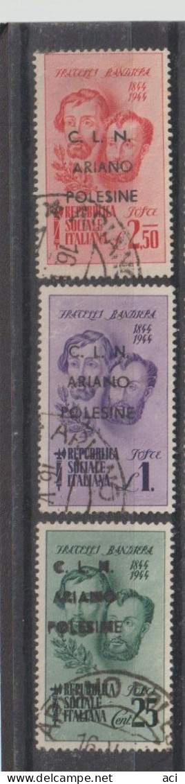 Italia 1944 Emissioni Locali C.L.N. ARIANO POLESINE Fratelli Bandiera Usati - Emissions Locales/autonomes