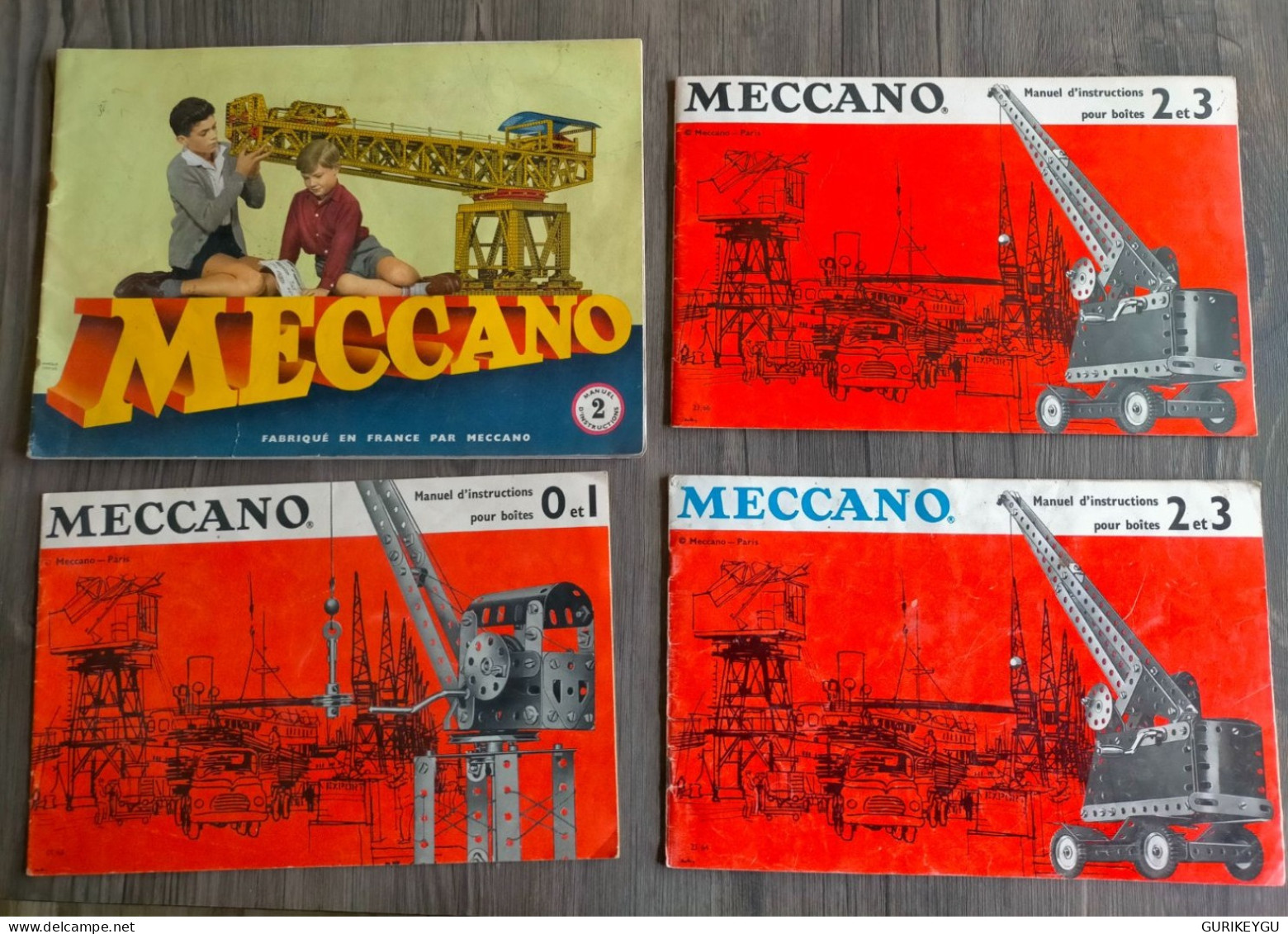 Catalogue Notice MECCANO 0,1 De1966 2et3 De1964/1966 +n° 2 De 1960 Avion Voiture Pompier Camion Autocar Grue Perceuse - Meccano