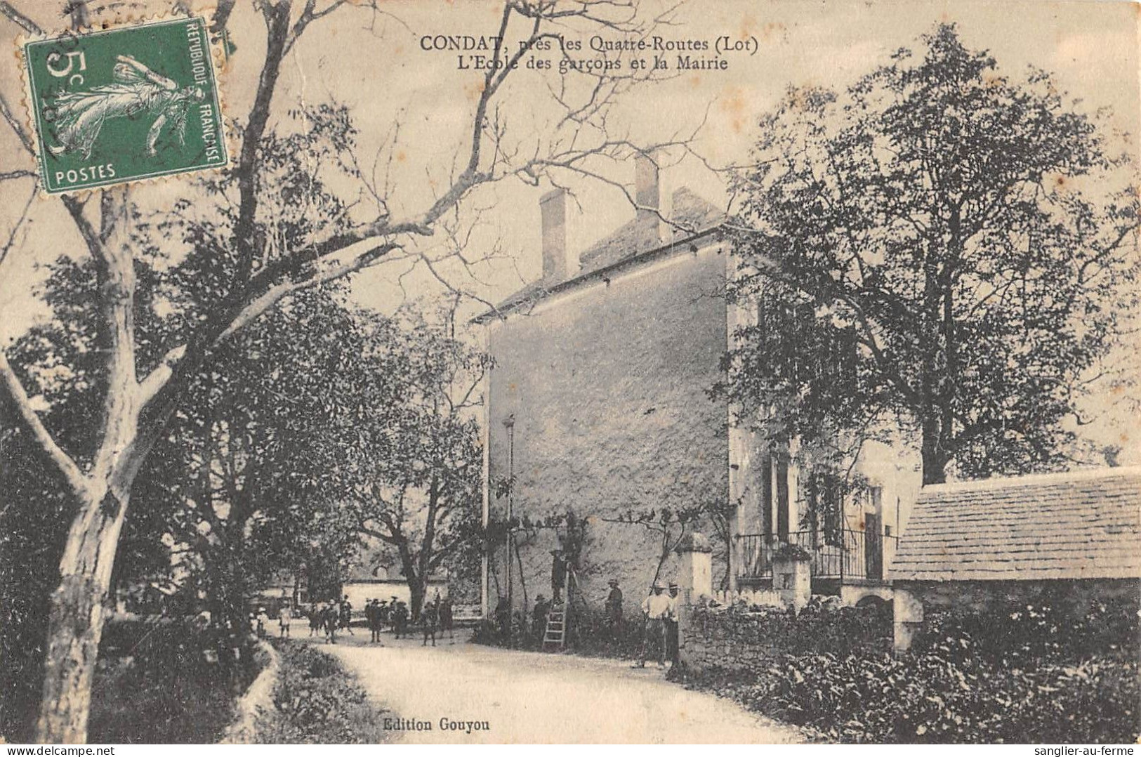 CPA 46 CONDAT ECOLE DES GARCONS ET MAIRIE / CLICHE RARE - Sonstige & Ohne Zuordnung