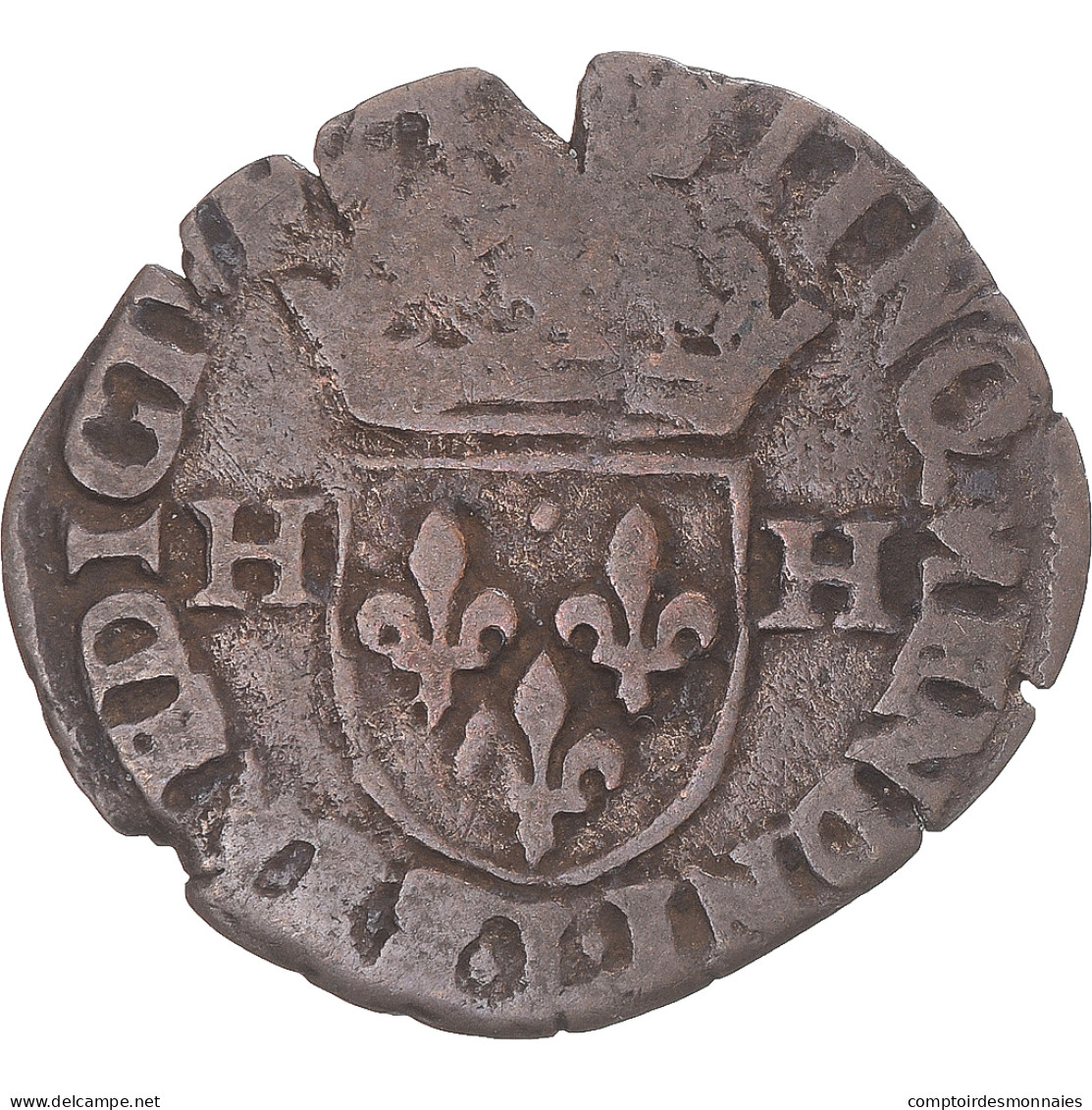 Monnaie, France, Douzain Aux Deux H, 1589, Limoges, Henri III, B+, Billon - 1574-1589 Enrico III