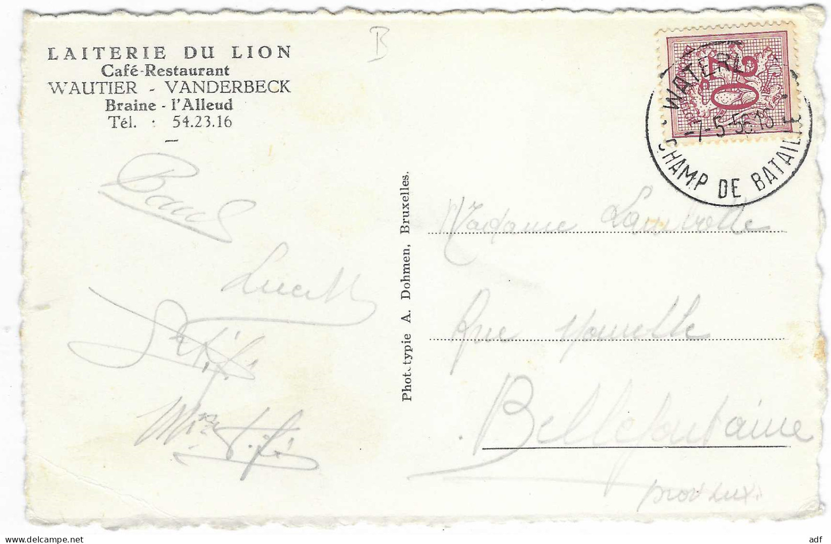 CPSM BRAINE L'ALLEUD, LAITERIE DU LION, CAFE RESTAURANT, SALLE A MANGER, PUB MARTINI ROSSI, Format 9 Cm/14 Env, BELGIQUE - Braine-l'Alleud