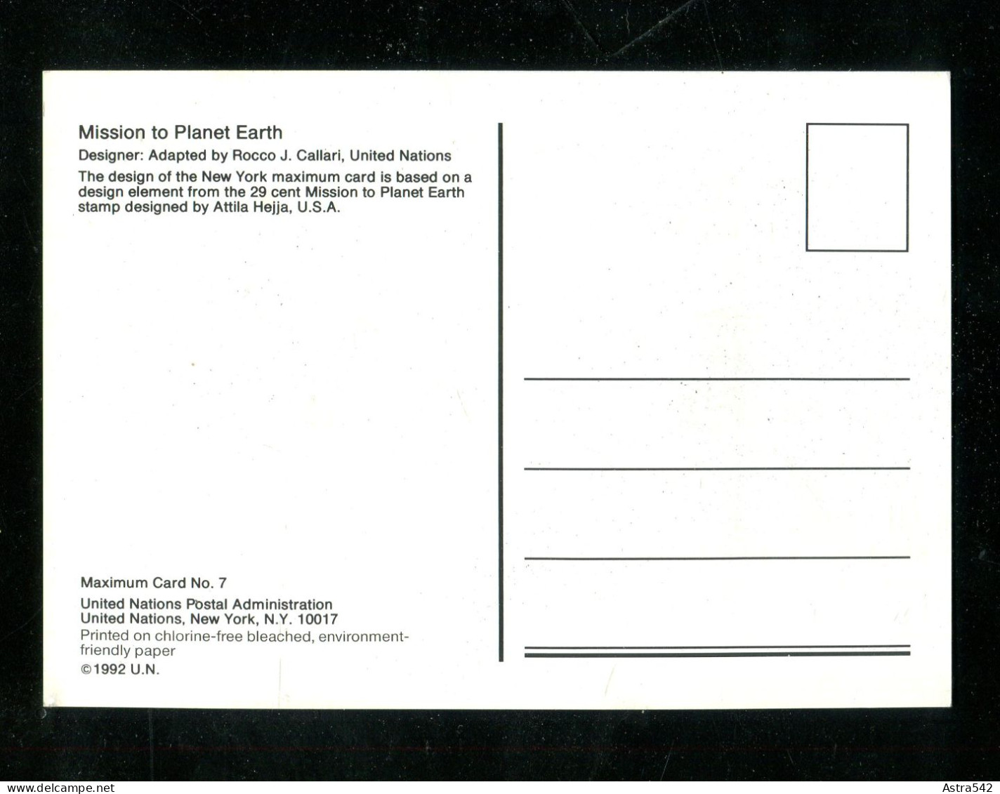 "UNO-N.Y." 1992, Mi. 633/634 Zusammendruck Maximumkarte (16497) - Maximumkaarten