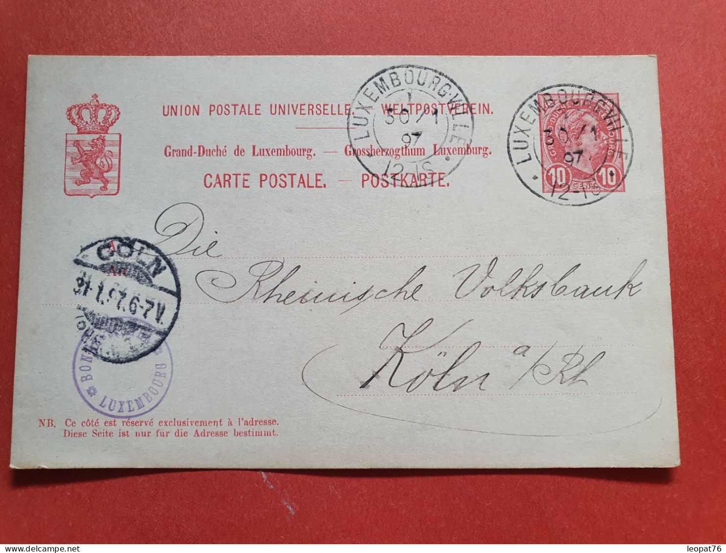 Luxembourg - Entier Postal De Luxembourg Pour L'Allemagne En 1897 - Réf J 236 - Stamped Stationery