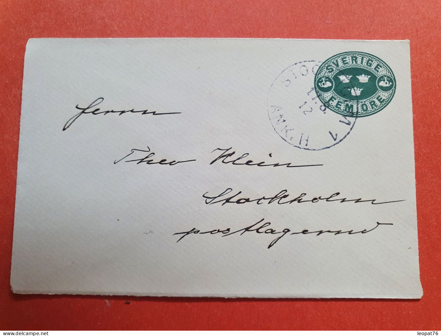 Suède- Entier Postal De Stockholm Pour Stockholm En 1912 - Réf J 239 - Postal Stationery