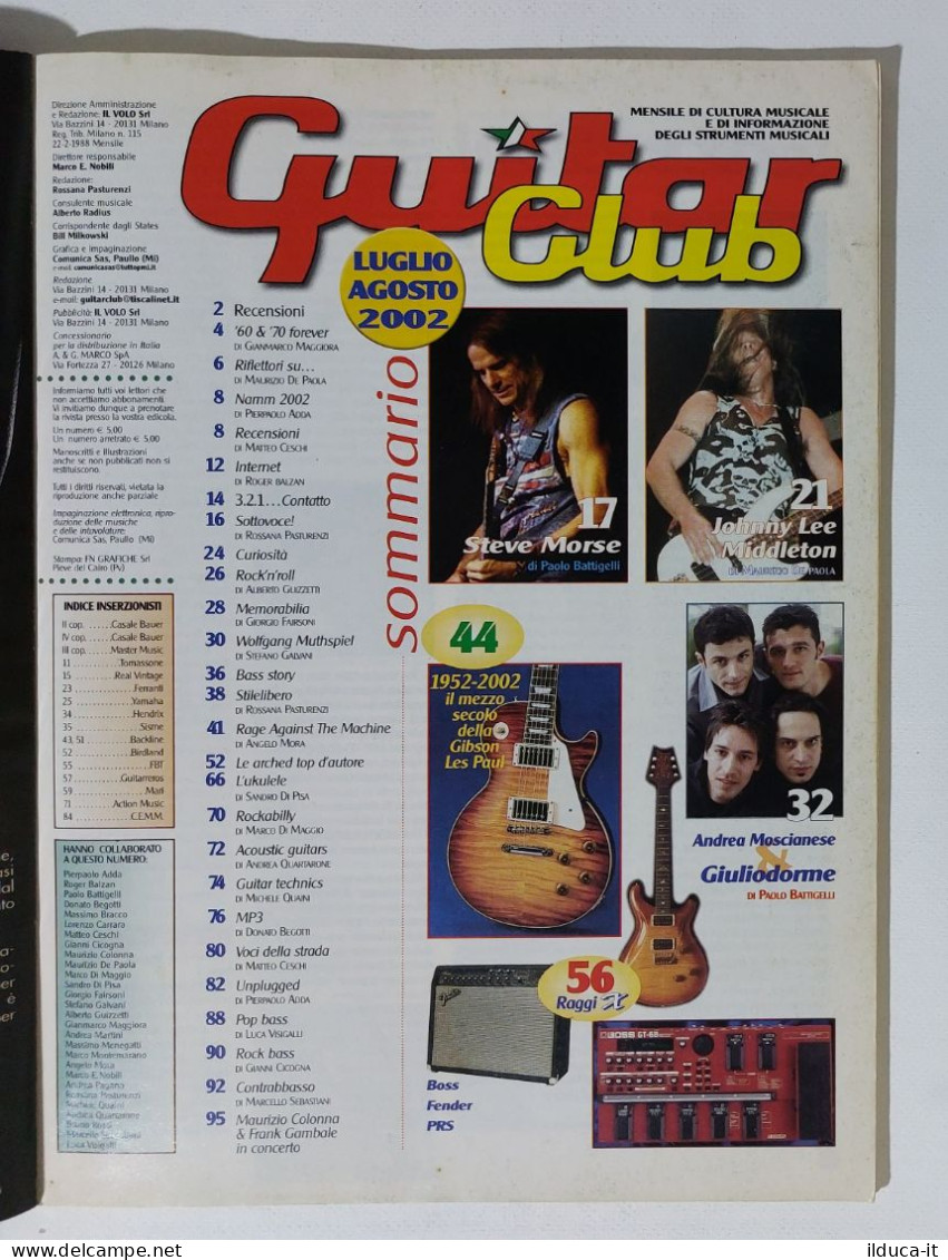 I115432 GUITAR CLUB 2002 A. XIX N. 7/8 - Steve Morse / Gibson Les Paul - Musique