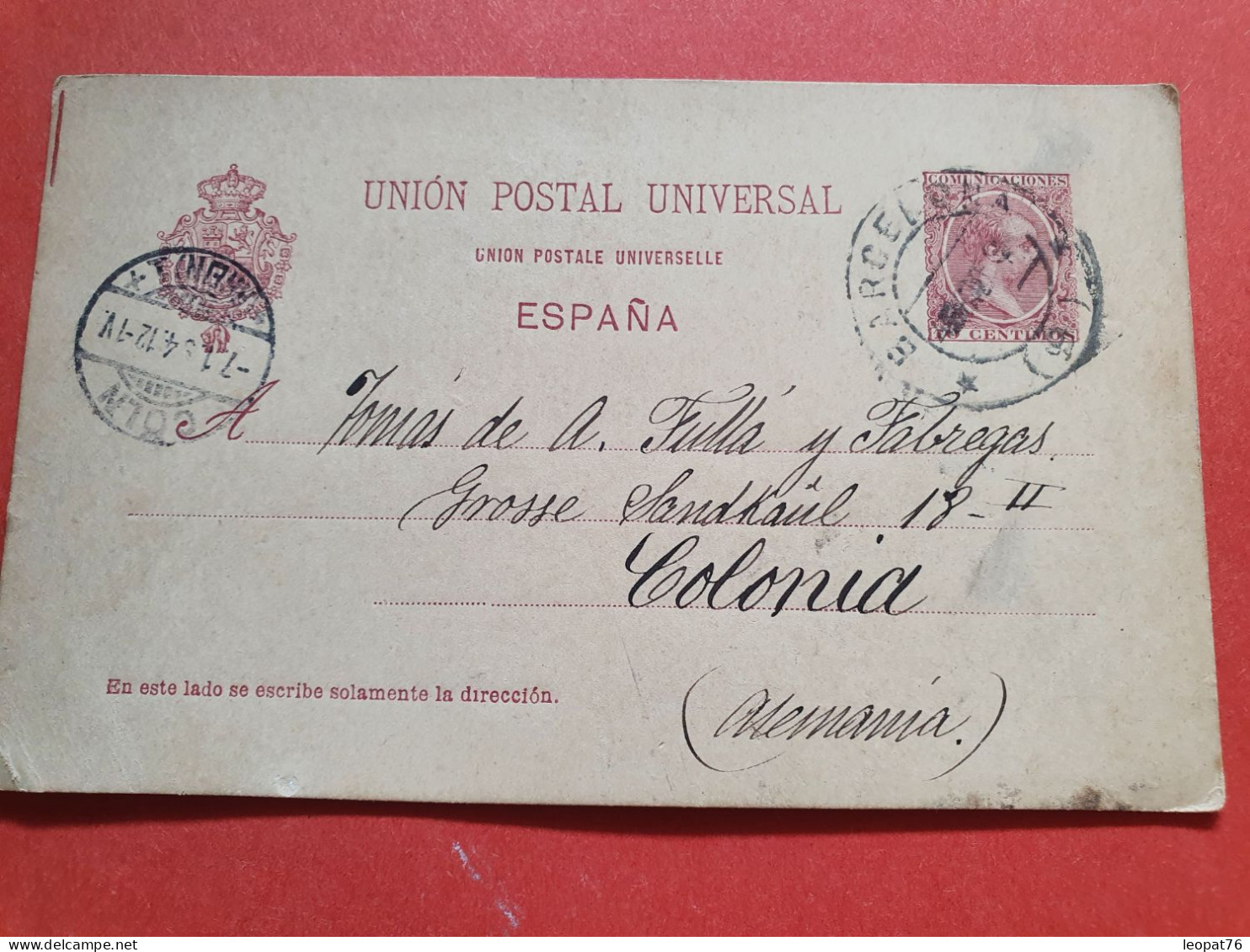 Espagne - Entier Postal De Barcelone Pour L'Allemagne En 1894 - Réf J 241 - 1850-1931