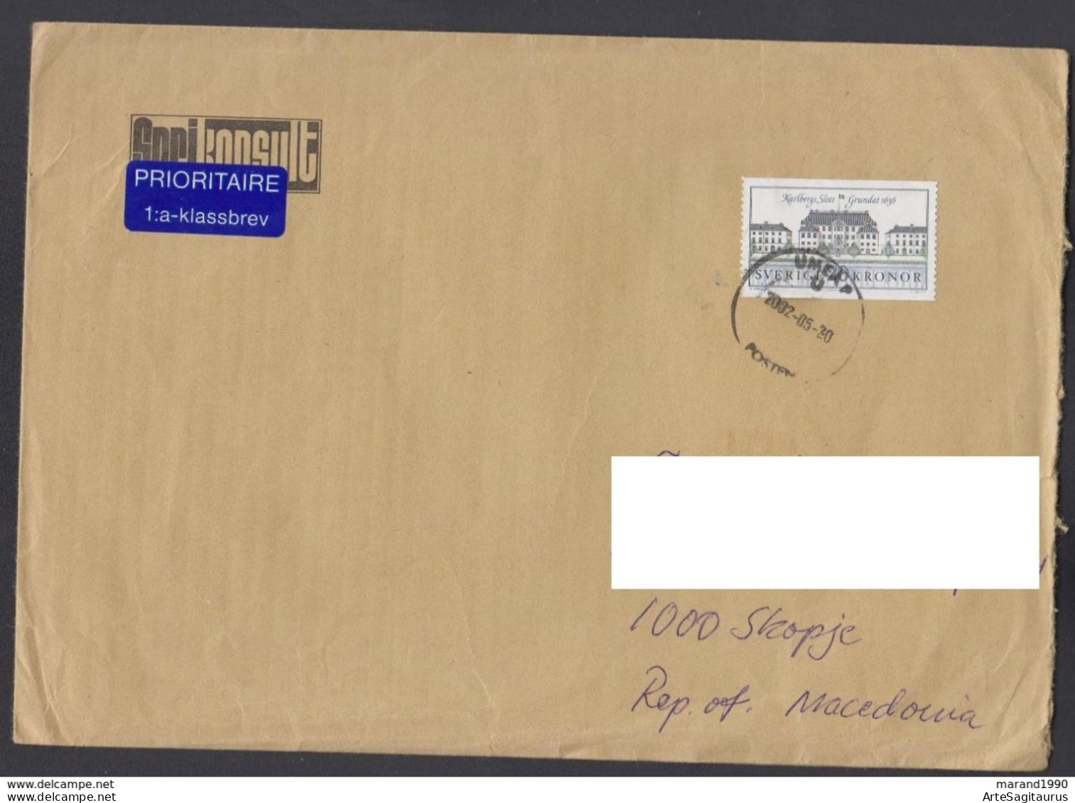 SWEDEN, COVER, Karlsberg, Republic Of Macedonia  (006) - Briefe U. Dokumente