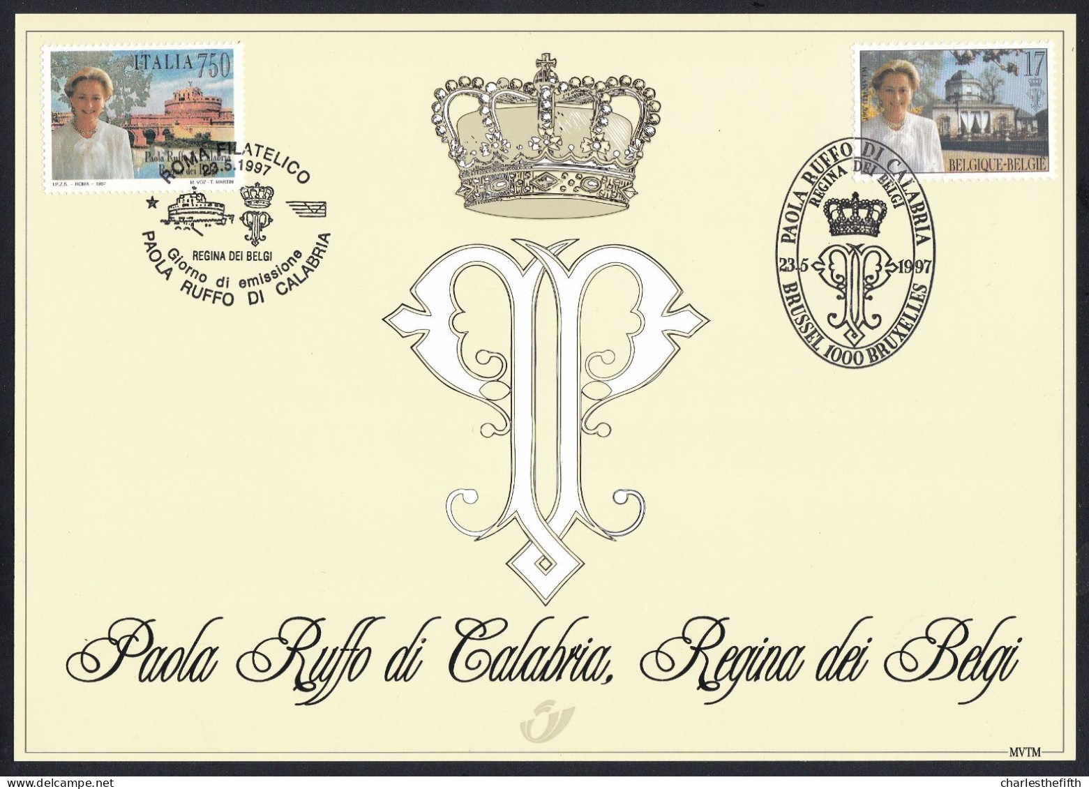 BE 2706 HK --- Paola Ruffo Di Calabria Reine Des Belges -- Emission Commune Italie - Souvenir Cards - Joint Issues [HK]