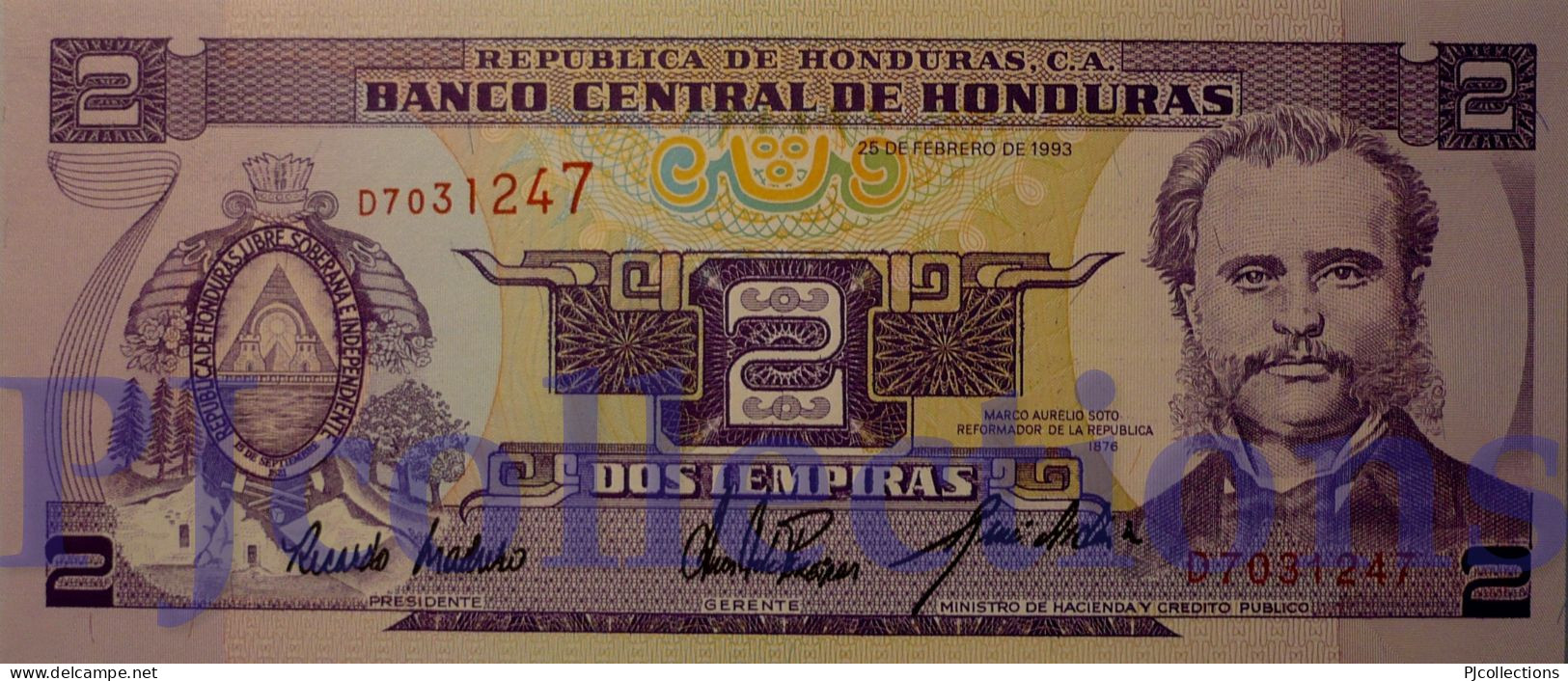 HONDURAS 2 LEMPIRAS 1993 PICK 72a UNC - Honduras