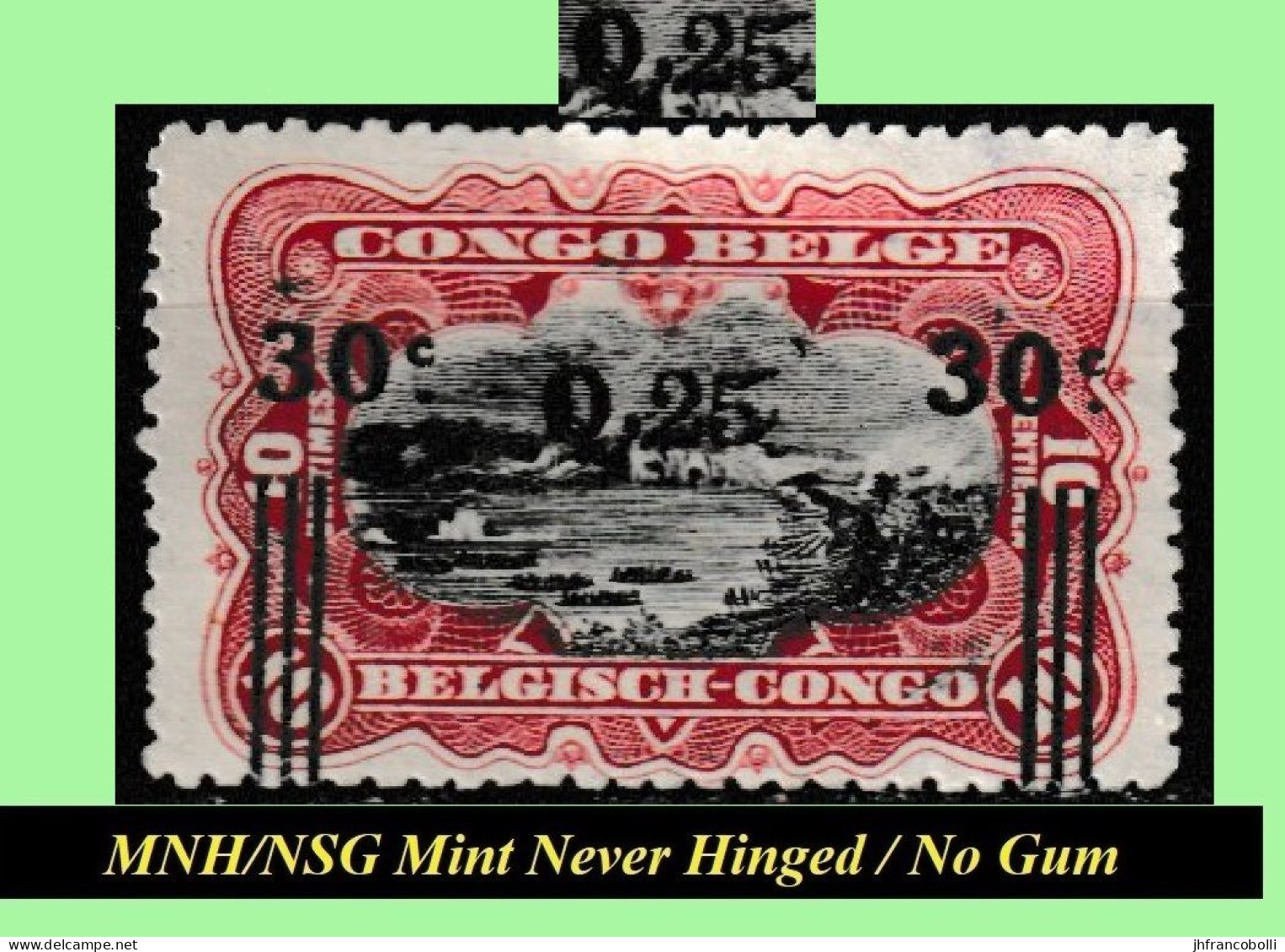 1922 * BELGIAN CONGO / CONGO BELGE = COB 104-A MNH/NSG RED RAPIDS BLACK INK / HIGH COMMA [ NO GUM ] [02] - Nuovi