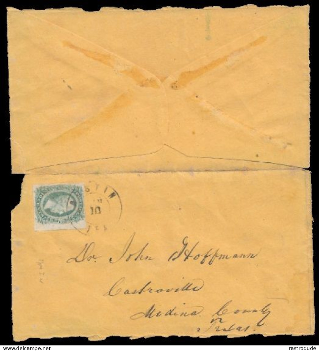 1860s US CONFEDERATE STATES TURNED COVER CASTROVILLE To AUSTIN - 1861-65 Stati Confederati