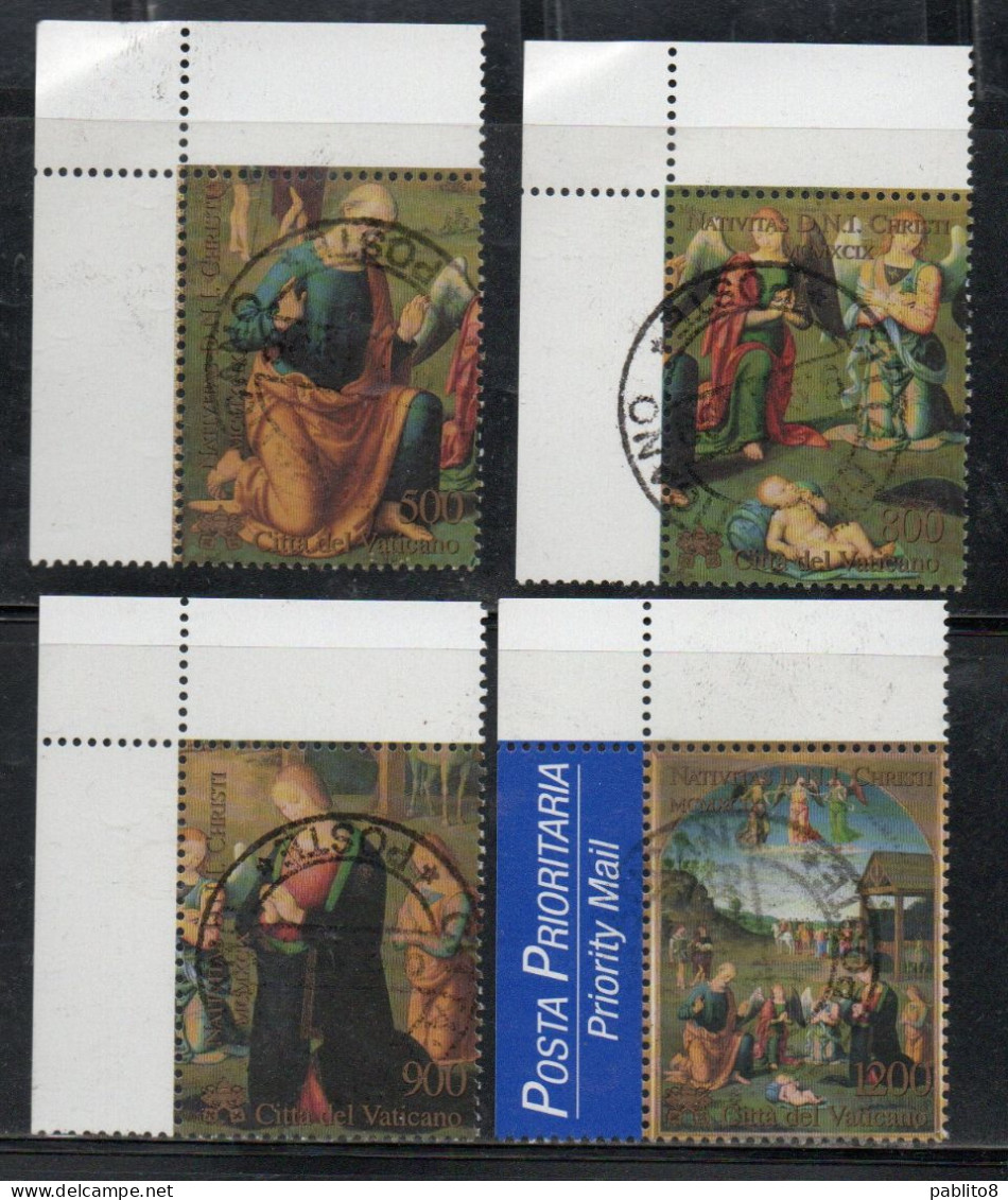 CITTÀ DEL VATICANO VATICAN VATIKAN 1999 NATALE CHRISTMAS NOEL WEIHNACHTEN NAVIDAD SERIE COMPLETA COMPLETE SET USATA USED - Used Stamps