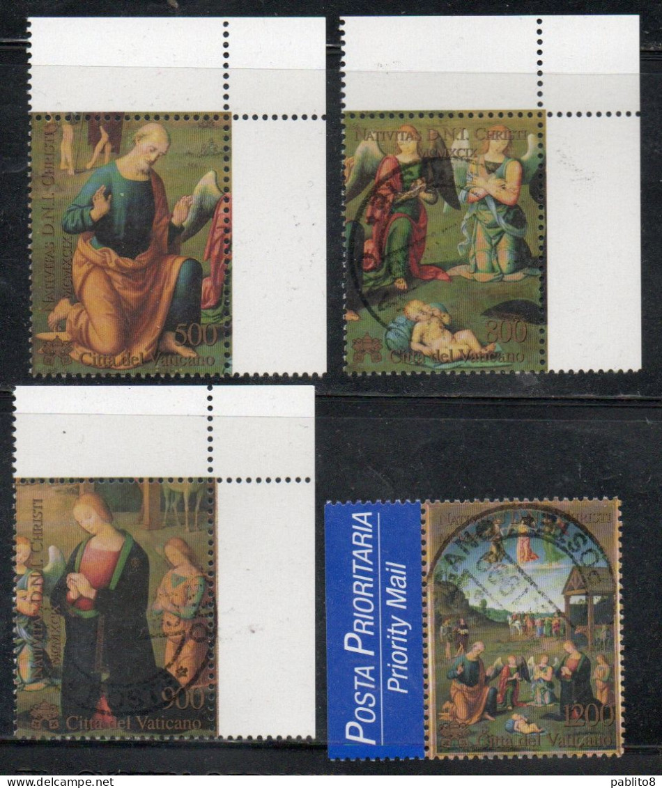 CITTÀ DEL VATICANO VATICAN VATIKAN 1999 NATALE CHRISTMAS NOEL WEIHNACHTEN NAVIDAD SERIE COMPLETA COMPLETE SET USATA USED - Used Stamps