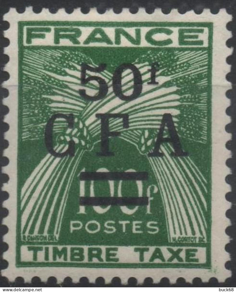 REUNION CFA Taxe 44 ** MNH Chiffre Timbre Taxe Gerbe De Blé 1949-1950 (CV 37 €) - Timbres-taxe