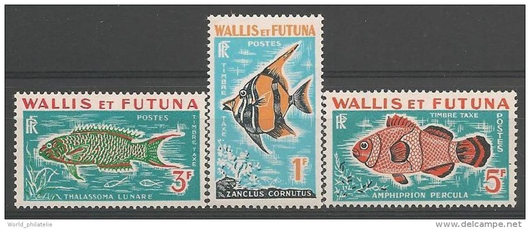 Wallis & Futuna 1963 N° Taxe 37 / 9 ** Faune, Poisson, Poissons, Zanclus Cornutus, Thalassoma Lunare, Amphiprion Percula - Nuovi