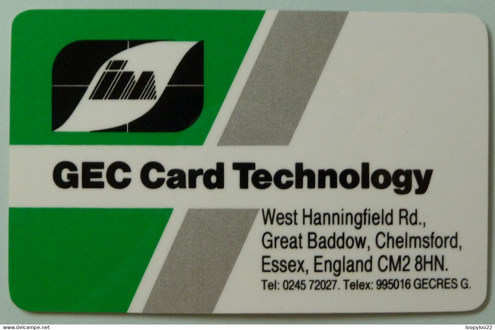 UK - GPT - TEST - GEC CARD TECHNOLOGY - Imprint Magnetics - With Text - Coded - RRR - Sonstige & Ohne Zuordnung
