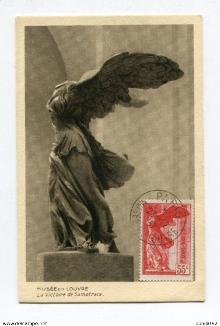 !!! CARTE MAXIMUM VICTOIRE DE SAMOTHRACE CACHET PARIS MUSEE DU LOUVRE DU 23/12/1937 - REF A1 - 1930-1939