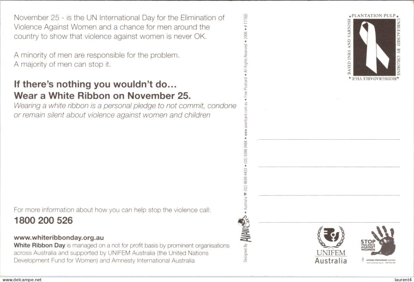 (4 R 15) Australia (Avanti Card) White Ribbon Day - Santé