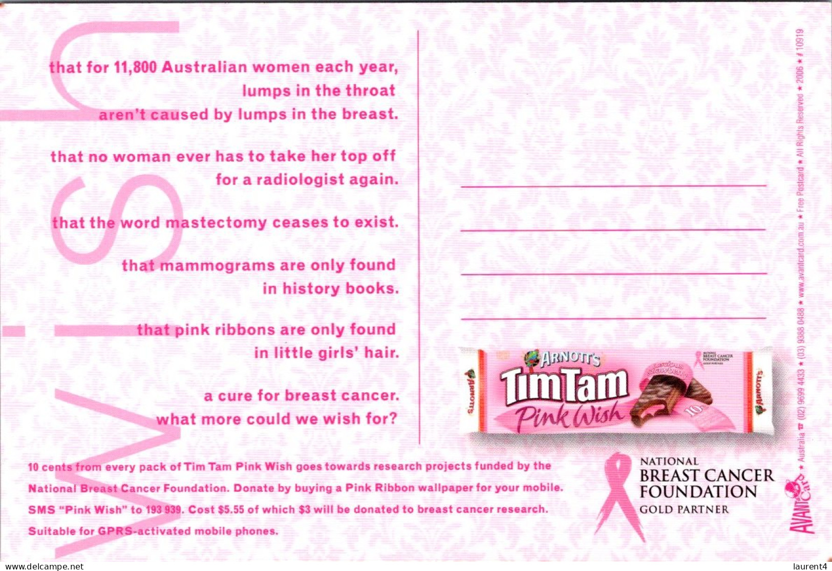 (4 R 15) Australia (Avanti Card) Breast Cancer Cure - Santé