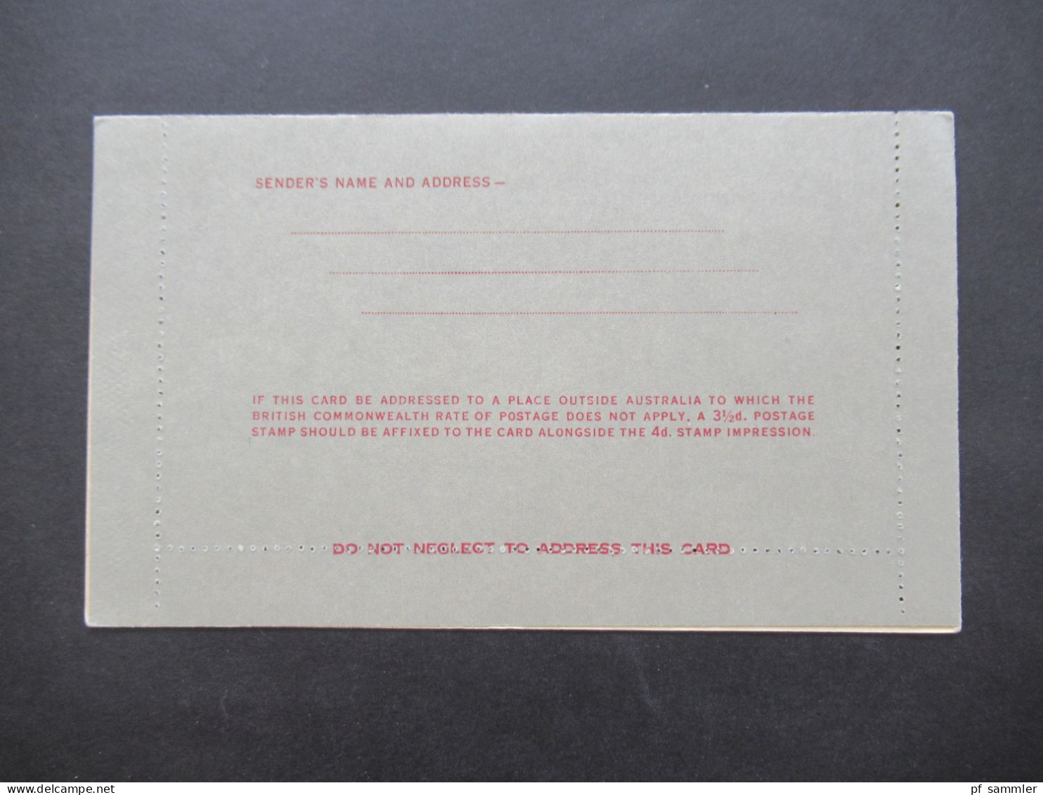 Australien Letter Card Australia 4d / Kartenbrief / Ungebraucht - Entiers Postaux