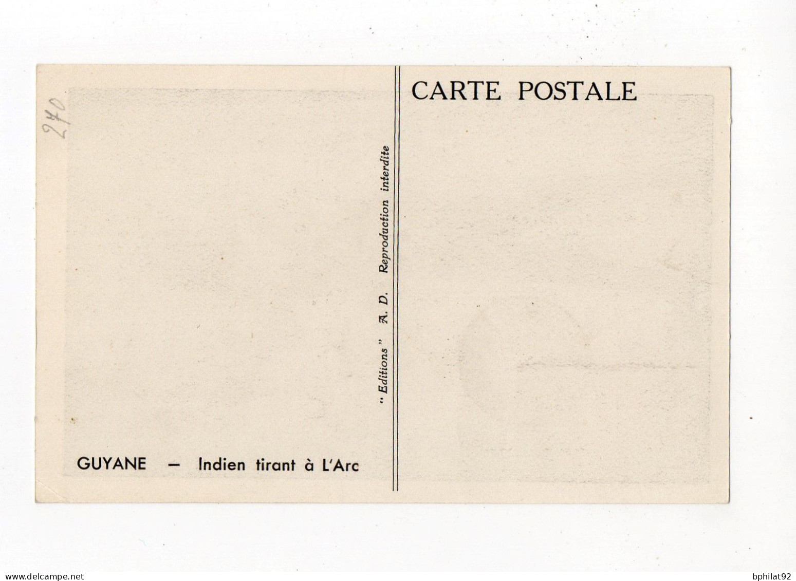 !!! GUYANE CARTE MAXIMUM INDIEN TIRANT A L'ARC CACHET DE ST LAURENT DU MARONI DU 19/2/1939 - Storia Postale