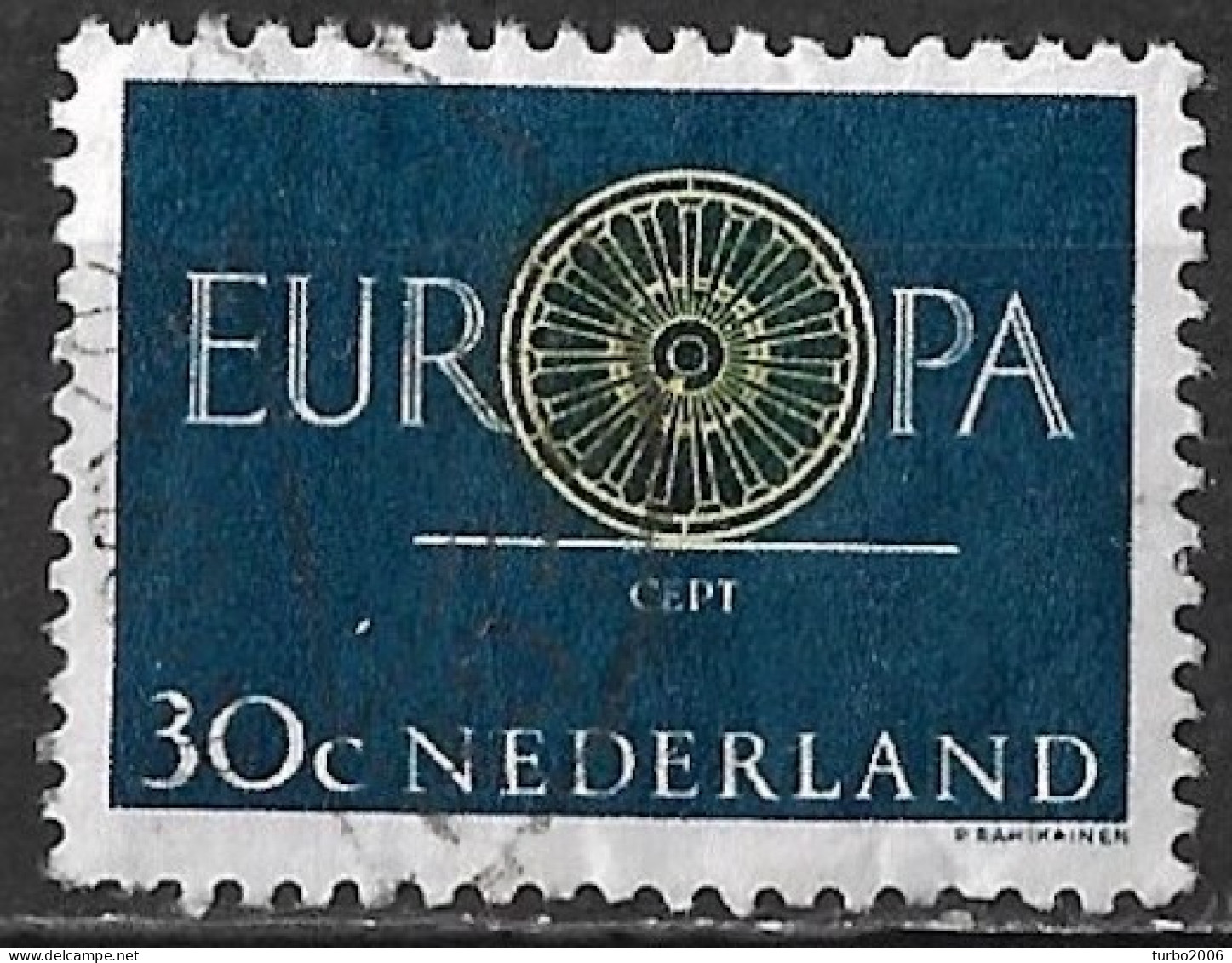 Afwijking Gele Vlek Onder De As Van Het Wiel In 1960 Europa / CEPT 30 Cent NVPH 746 - Variétés Et Curiosités