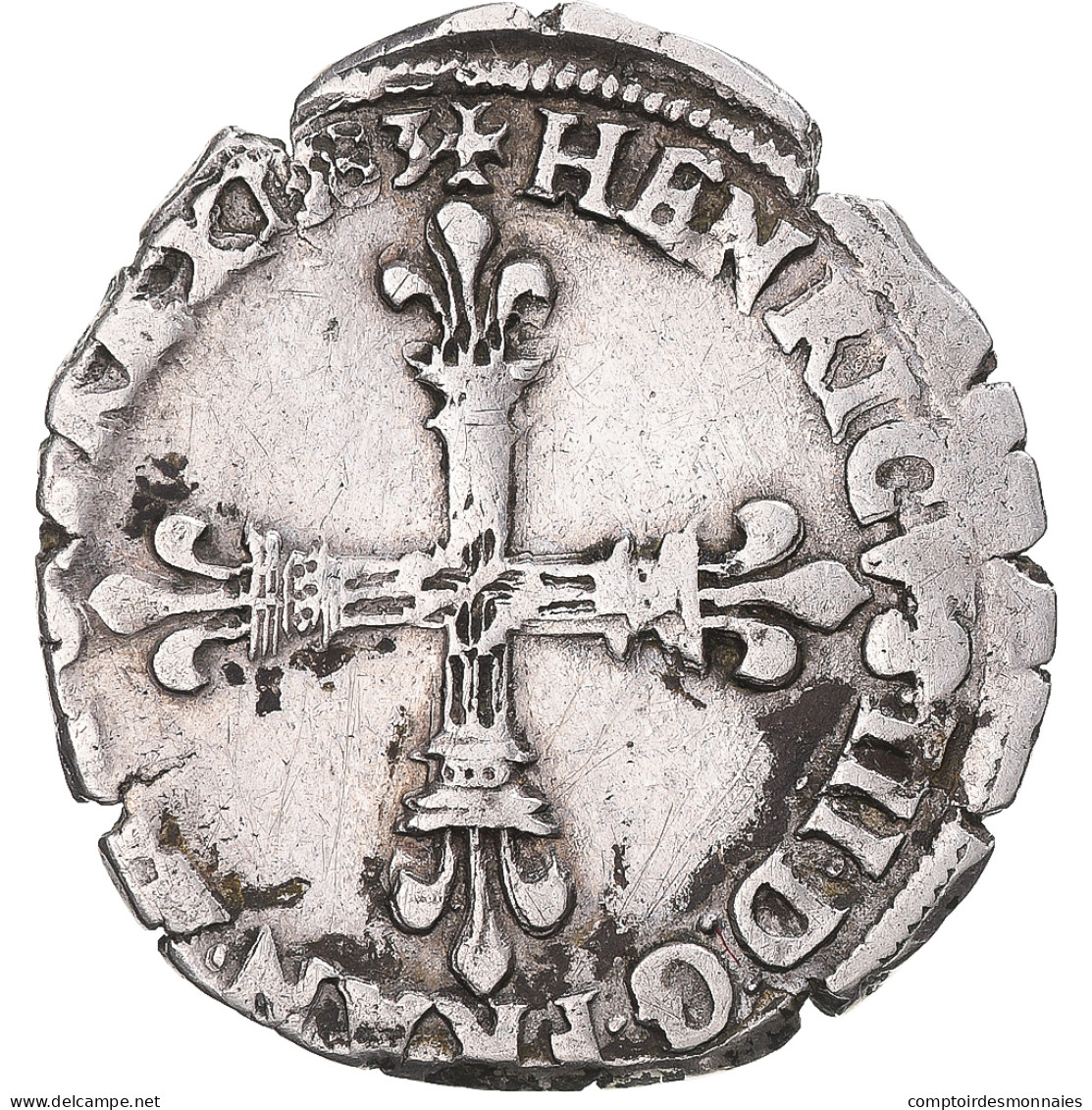 Monnaie, France, Henri III, 1/8 Ecu, 1583, TB+, Billon, Gadoury:485 - 1574-1589 Hendrik III