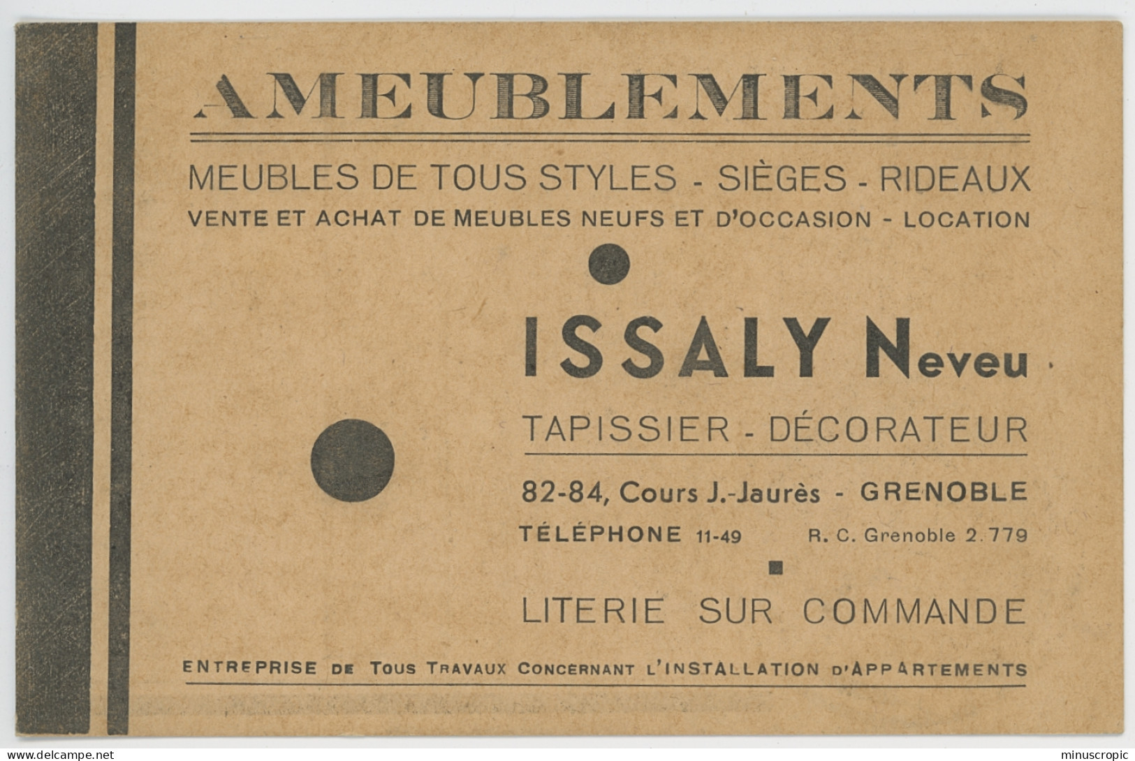 Carte Grenoble - Cinéma Eden / Ameublements Neveu Issaly - Visiting Cards
