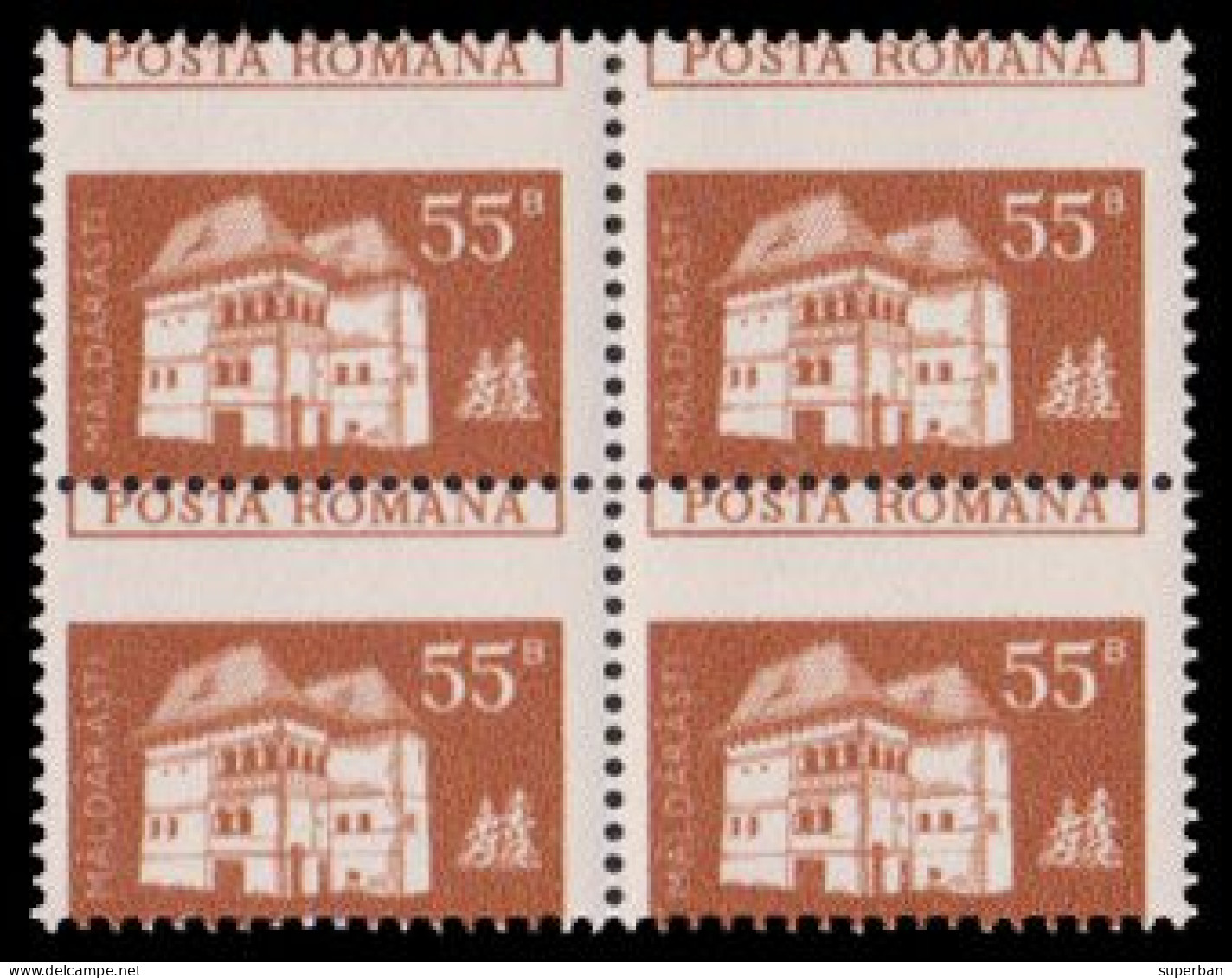 VARIÉTÉ : BLOC DE 4 TIMBRE Cu DANTELURA DEPLASATA / PIQUAGE à CHEVAL / MISPERFORATED STAMPS - RRR ! (al704) - Abarten Und Kuriositäten