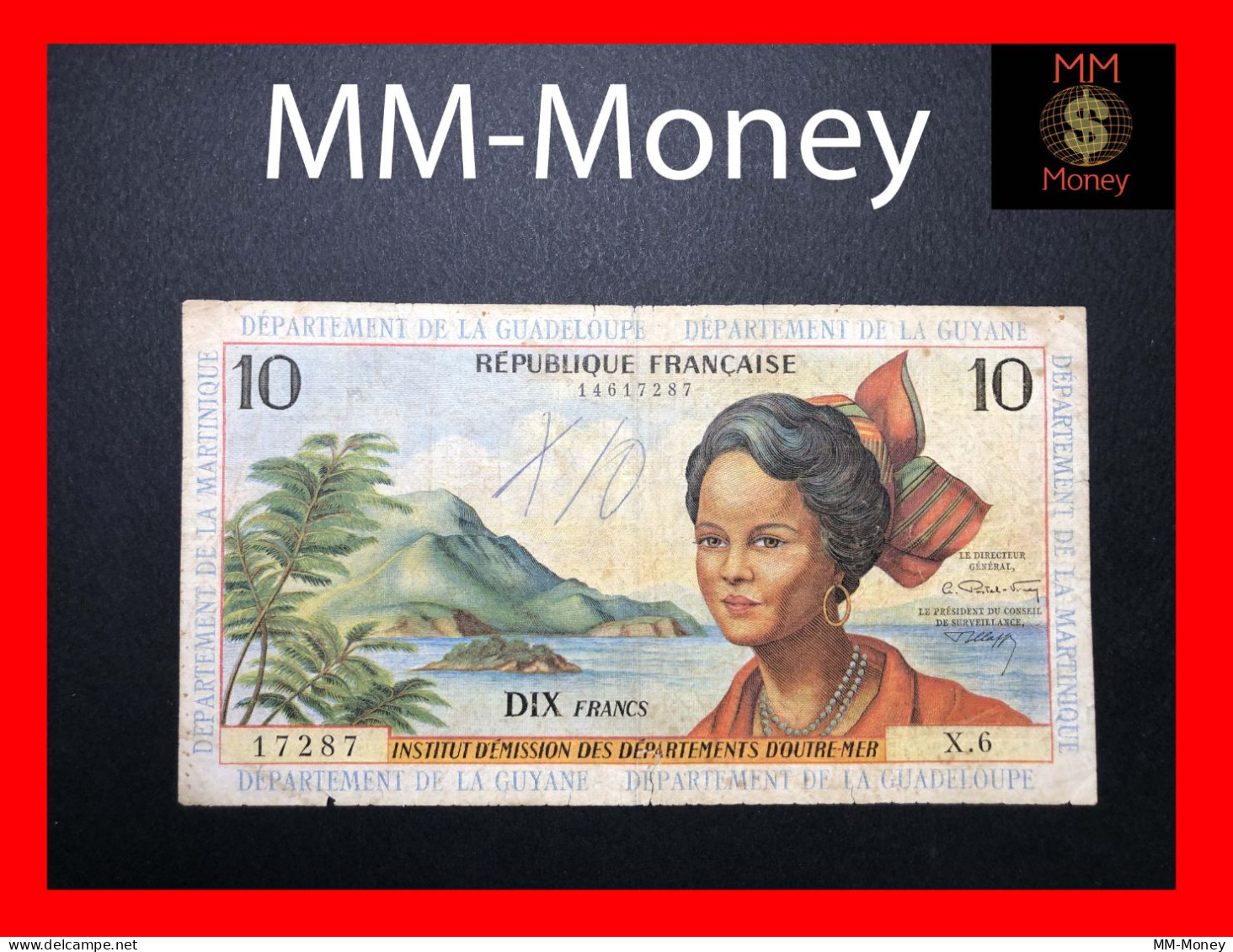 FRENCH ANTILLES -  Guadaloupe - Guyane - Martinique  10 Francs  1964   P. 8  *scarce*   Fine - Altri – America