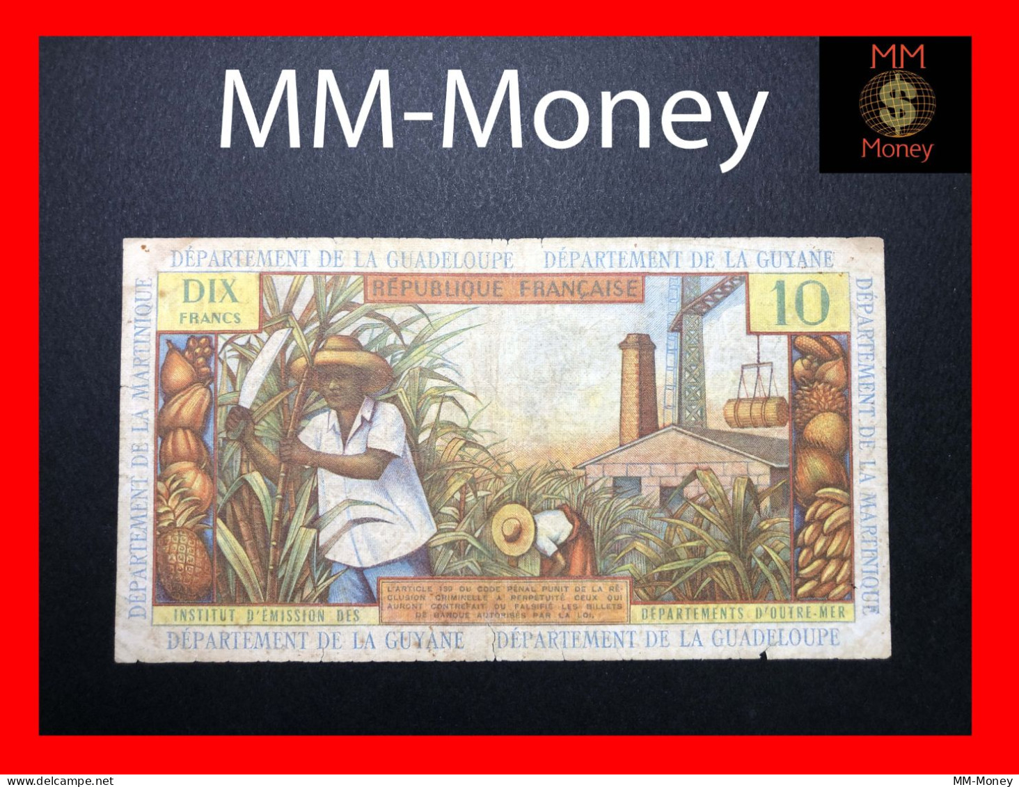 FRENCH ANTILLES -  Guadaloupe - Guyane - Martinique  10 Francs  1964   P. 8  *scarce*   Fine - Autres - Amérique