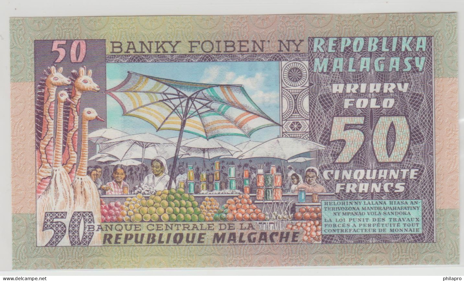 MADAGASCAR   BANKNOTE 50F  VF  Réf  675 - Madagascar