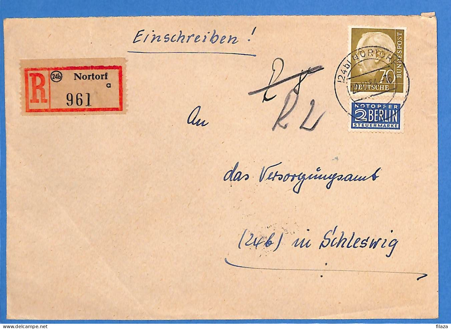 Allemagne Republique Federale 1954 Lettre Einschreiben De Nortorf (G19883) - Covers & Documents