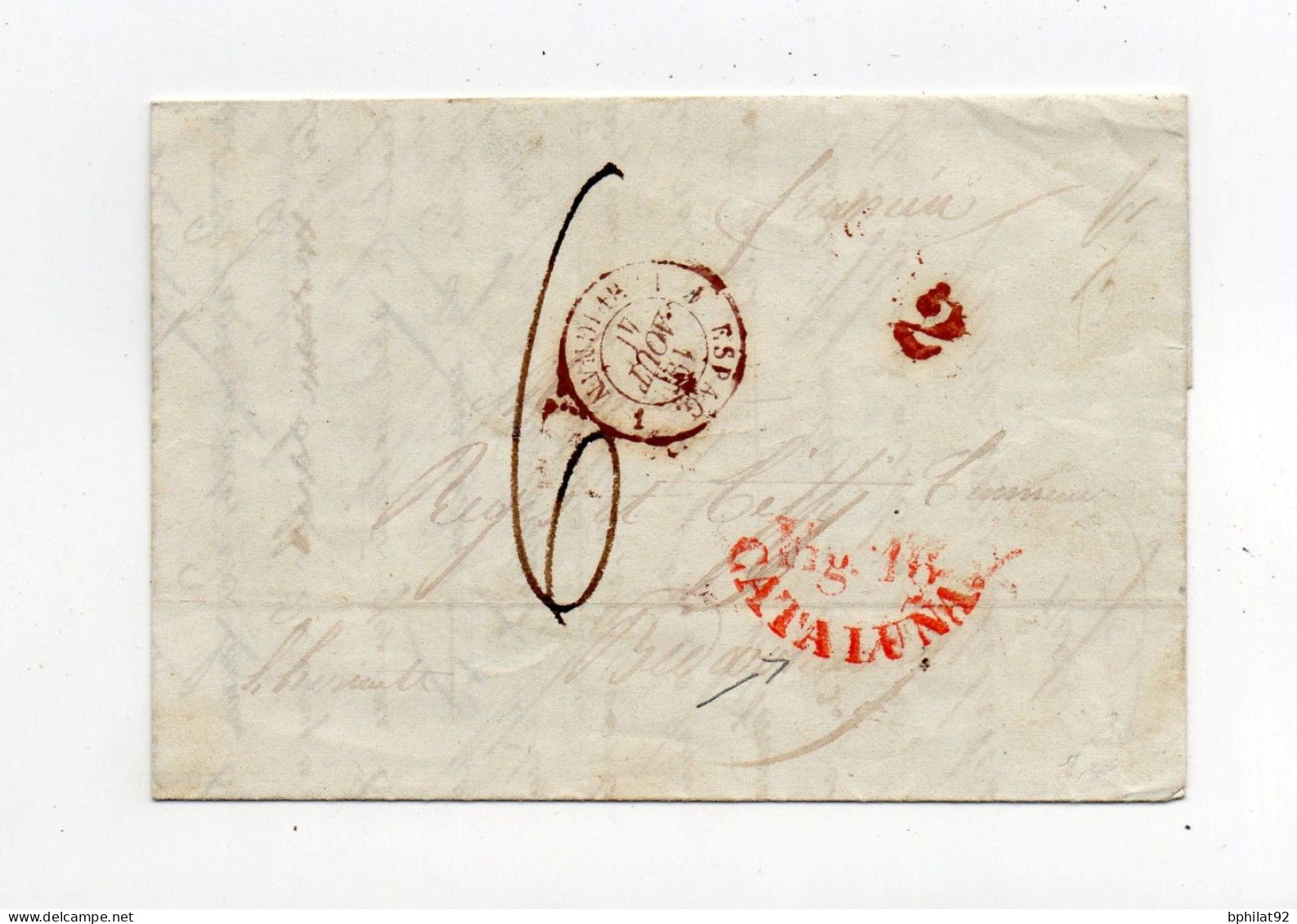 !!! LETTRE DE FIGUEIRA DE 1841 POUR LA FRANCE, CACHET FIG. CATALUNA ET MARQUE D'ENTREE ESPAGNE - PERPIGNAN - ...-1850 Prephilately