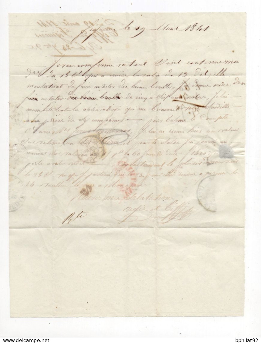 !!! LETTRE DE FIGUEIRA DE 1841 POUR LA FRANCE, CACHET FIG. CATALUNA ET MARQUE D'ENTREE ESPAGNE - PERPIGNAN - ...-1850 Prefilatelia