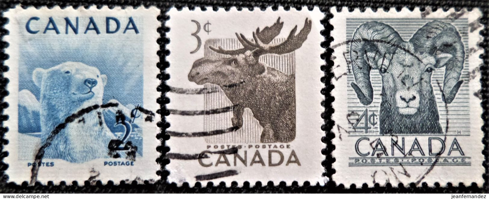 Canada 1953 National Wildlife Week  Y&T  N°  257 à 259 - Oblitérés