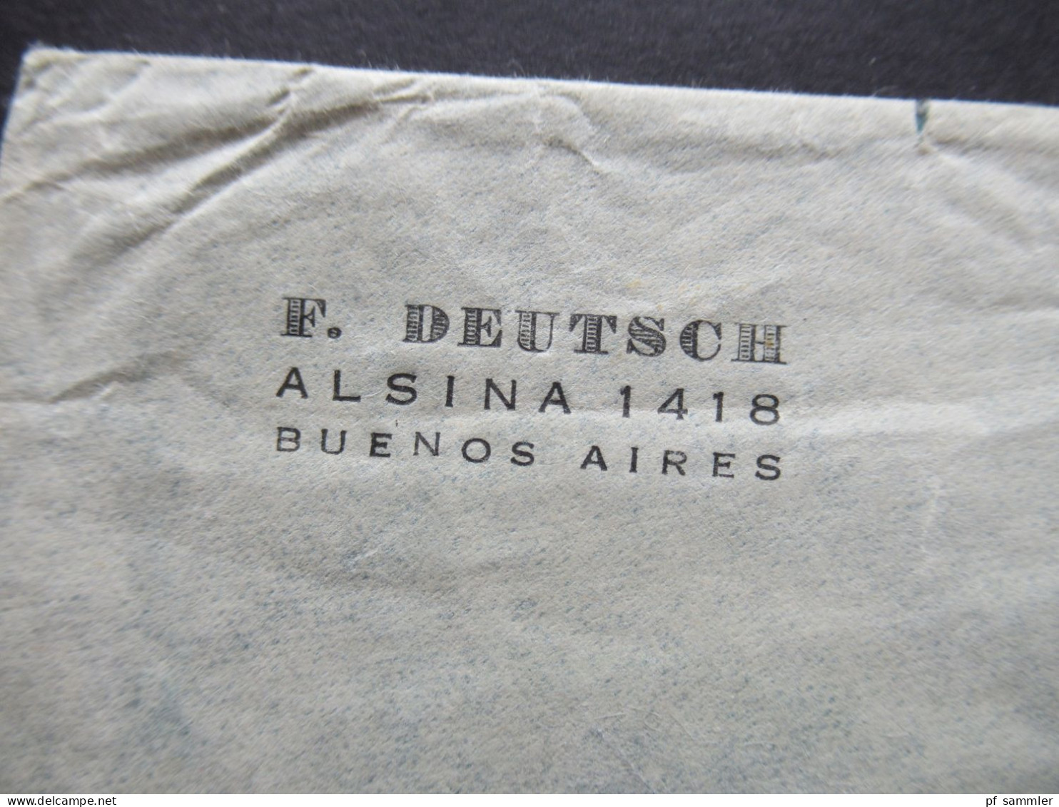 Argentinien 1947 Einschreiben Per Luftpost In Die CSSR (Prag) Umschlag U. Absender F. Deutsch Alsina 1418 Buenos Aires - Briefe U. Dokumente