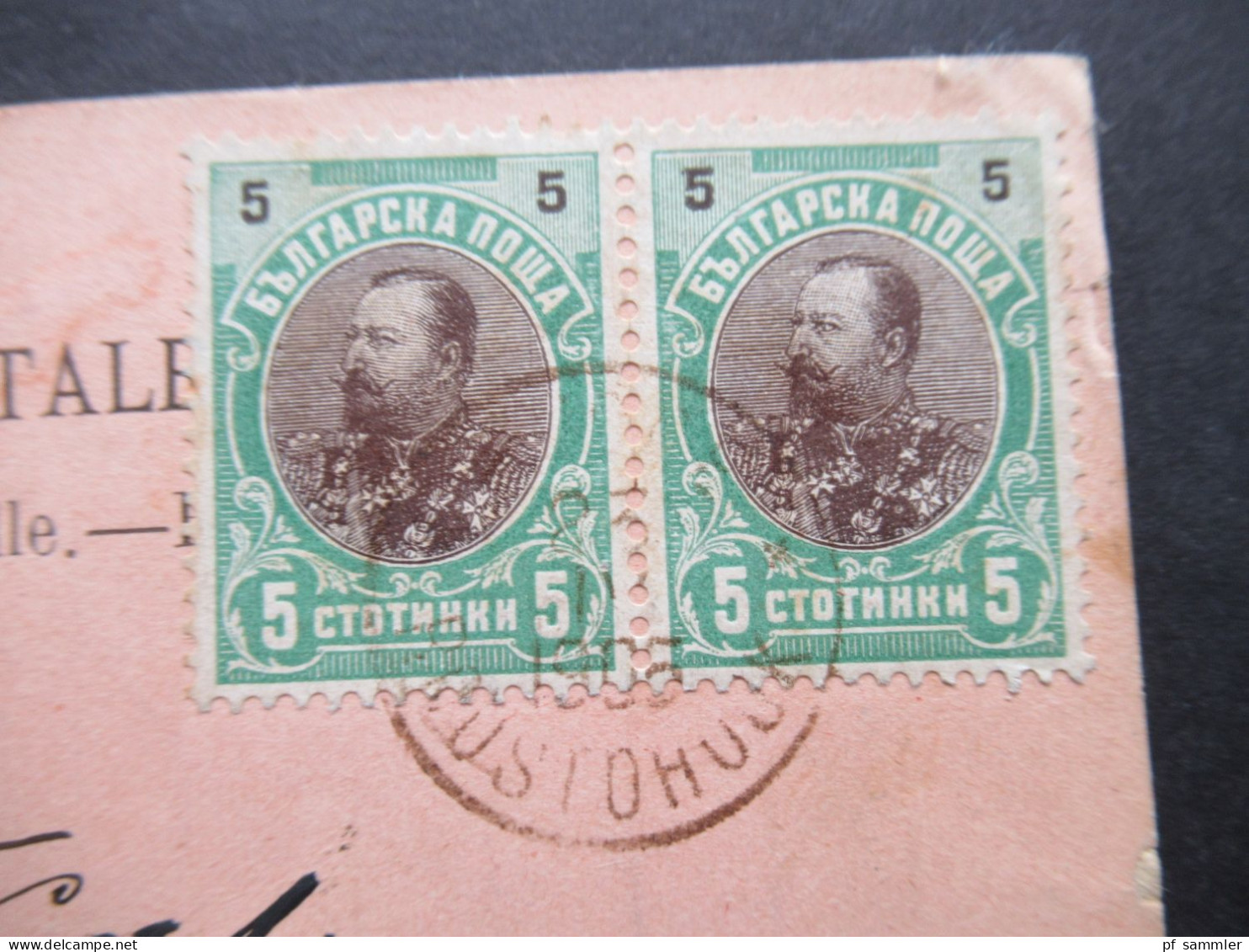 Bulgarien 1905 Firmen PK Timbres Poste Nichan S. Torossian Nach Stolp In Pommern Gesendet Mit Ank. Stempel - Lettres & Documents